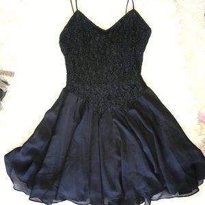 Rampage Black Lace and Chiffon Frill Dress